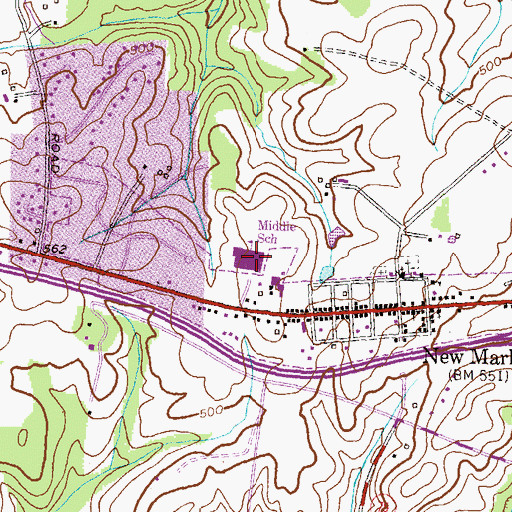 Topographic Map of New Market Middle School, MD