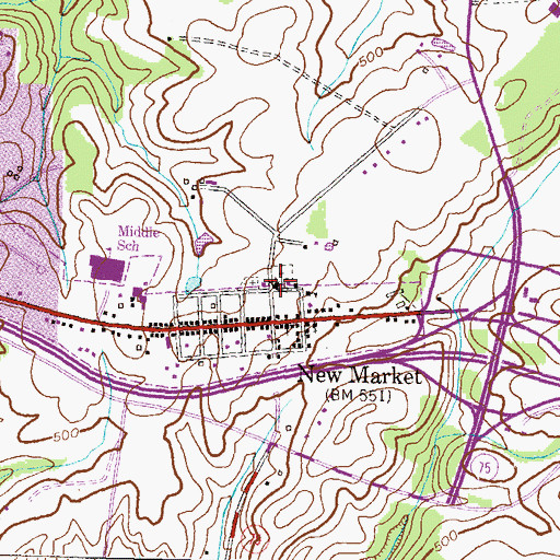 Topographic Map of New Market United Methodist Church, MD