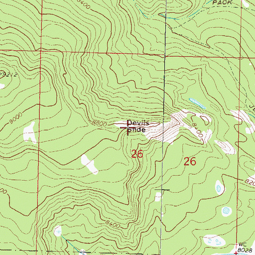 Topographic Map of Devils Slide, CO