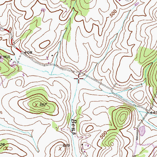 Topographic Map of South Fork Bens Branch, MD