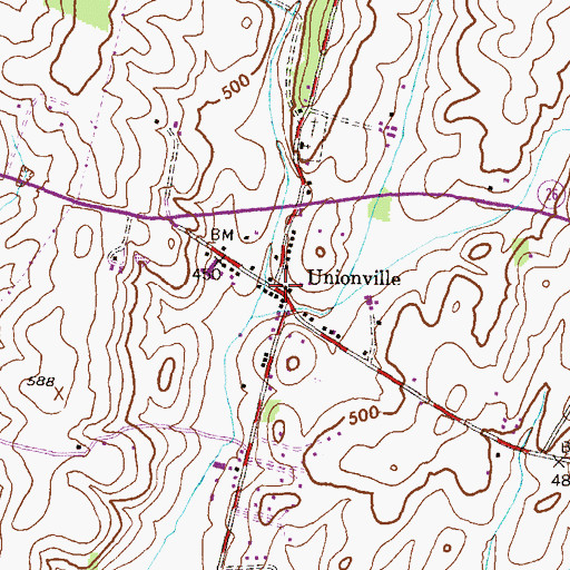 Topographic Map of Unionville Post Office, MD