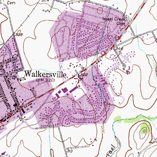Topographic Map of Walkers Village Shopping Center, MD