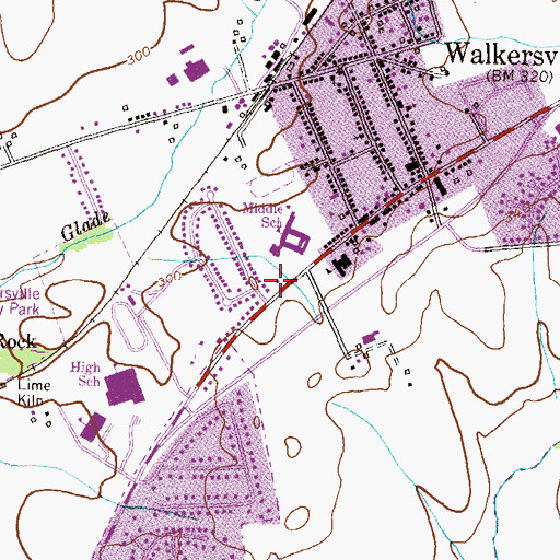 Topographic Map of Walkersville Library, MD