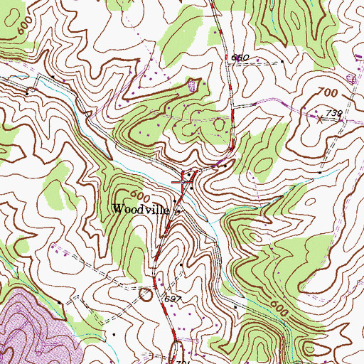 Topographic Map of Woodville Meadows, MD