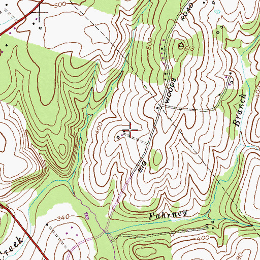 Topographic Map of Big Woods Estates, MD