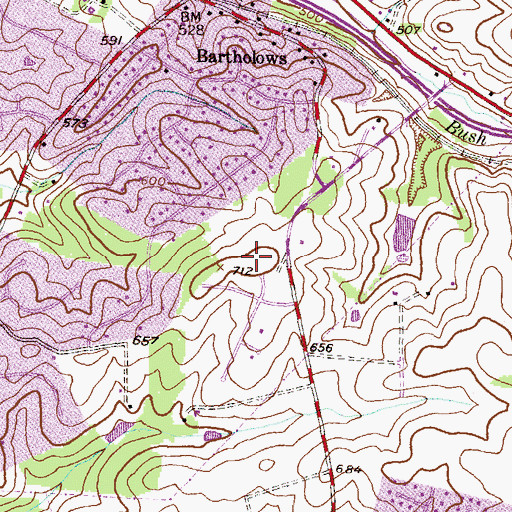 Topographic Map of Bradford Estates, MD