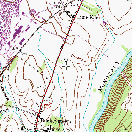Topographic Map of Buckeystown Post Office, MD