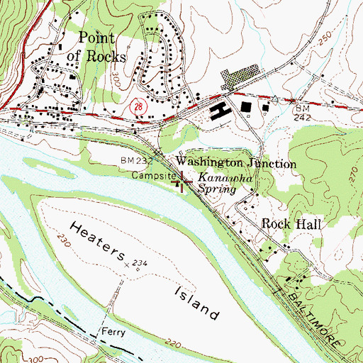 Topographic Map of Camp Kanawha, MD