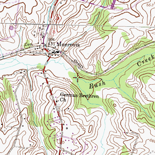 Topographic Map of Church Branch, MD