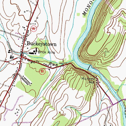 Topographic Map of Claggett Run, MD