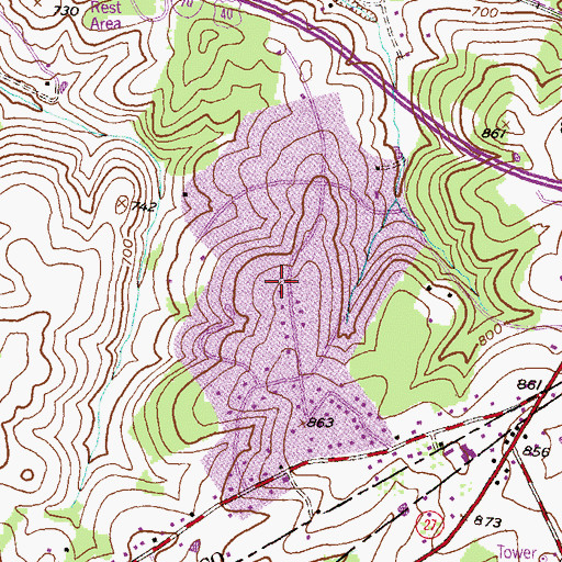 Topographic Map of East Rolling Hills, MD