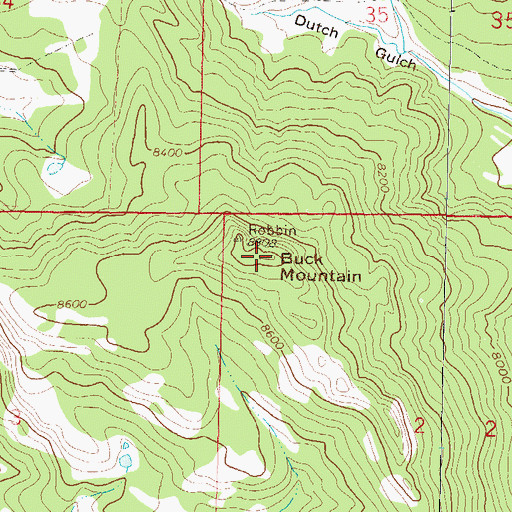 Topographic Map of Buck Mountain, CO
