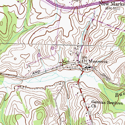 Topographic Map of Friends Cemetery, MD