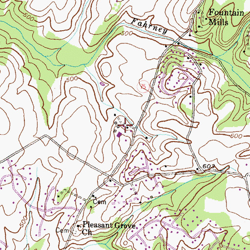 Topographic Map of Gently Savage, MD