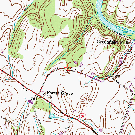 Topographic Map of Greenfield Acres, MD