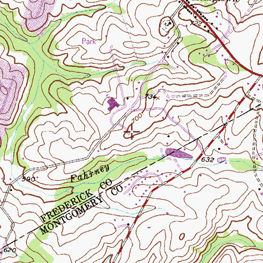Topographic Map of Hanford Estates, MD
