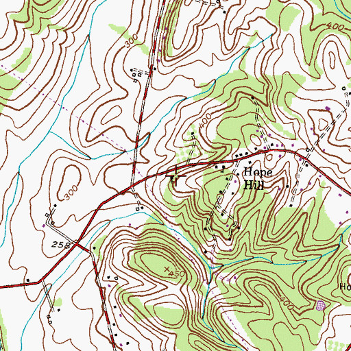 Topographic Map of Hope Hill United Methodist Church, MD