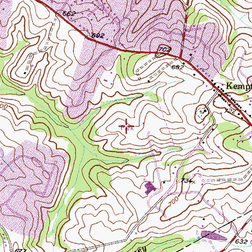 Topographic Map of Kempton Community Park, MD