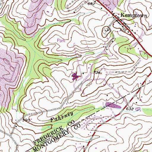 Topographic Map of Kemptown Elementary School, MD