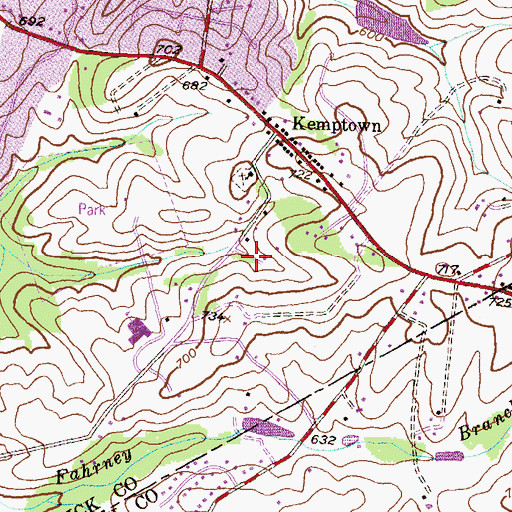 Topographic Map of Kittyhawk Estates, MD