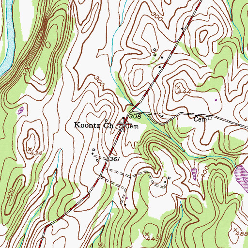 Topographic Map of Koontz Church, MD