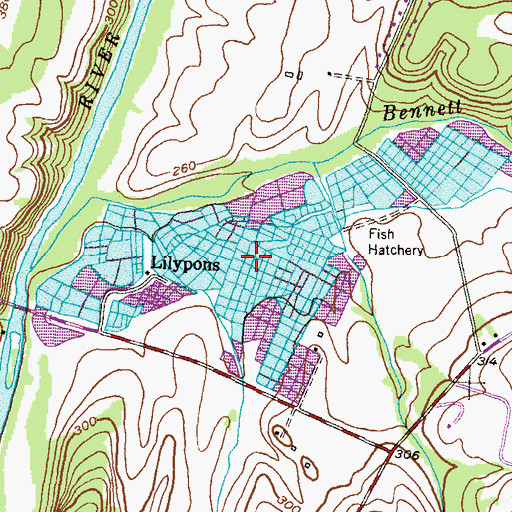 Topographic Map of Lily Pons Fish Ponds, MD