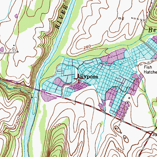 Topographic Map of Lilypons Post Office (historical), MD