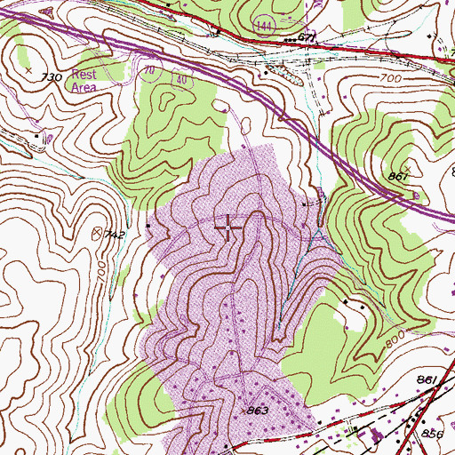 Topographic Map of Mill Bottom, MD