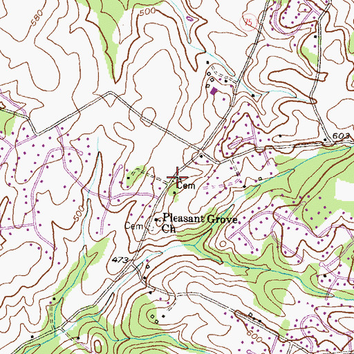 Topographic Map of Pleasant Grove United Methodist Cemetery, MD