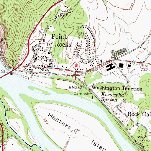 Topographic Map of Point of Rocks Railroad Station, MD