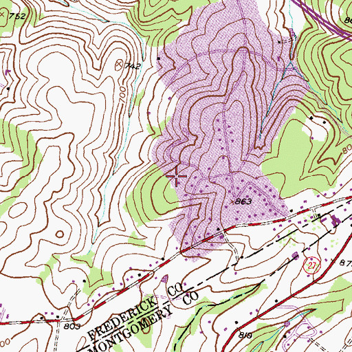 Topographic Map of Rolling Hills, MD