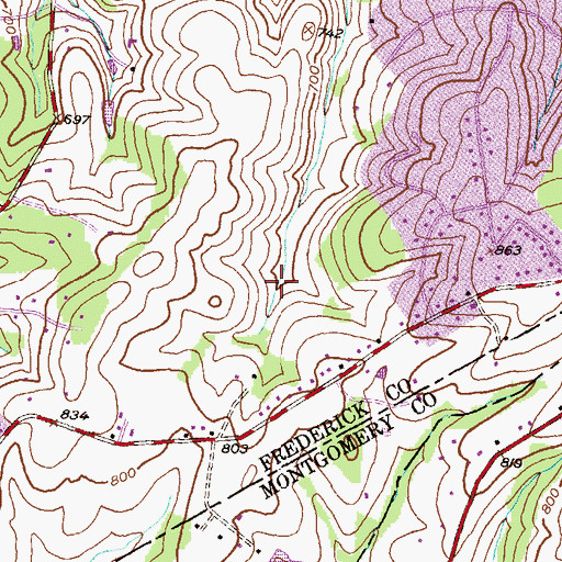Topographic Map of Samhill Estates, MD