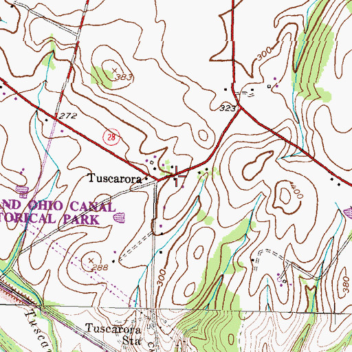 Topographic Map of Tuscarora Post Office, MD