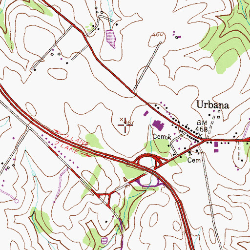 Topographic Map of Urbana Community Park, MD