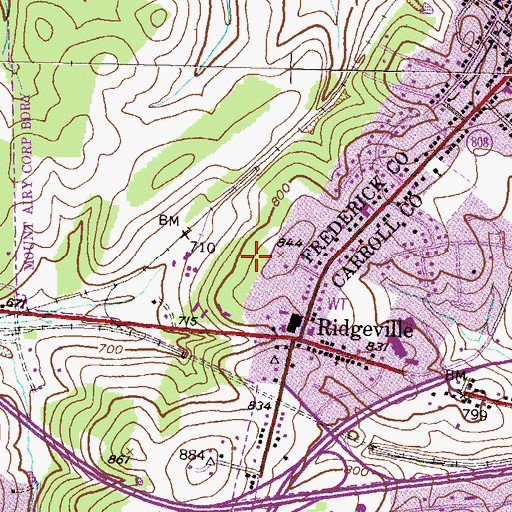 Topographic Map of Village of Tall Oaks, MD