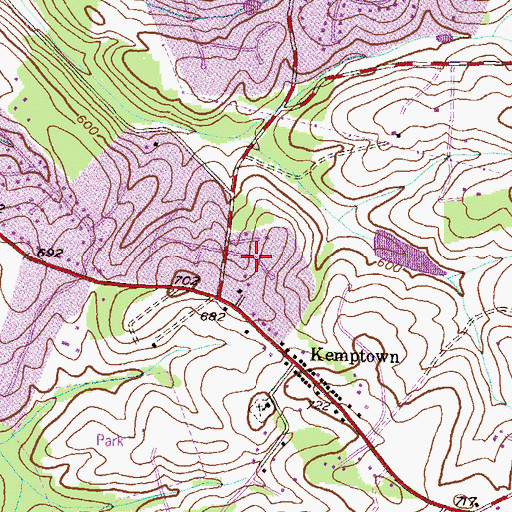 Topographic Map of Wolf Den Spring, MD
