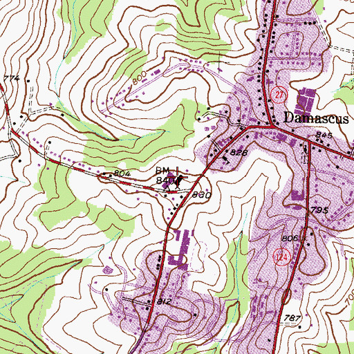 Topographic Map of Damascus Elementary School, MD
