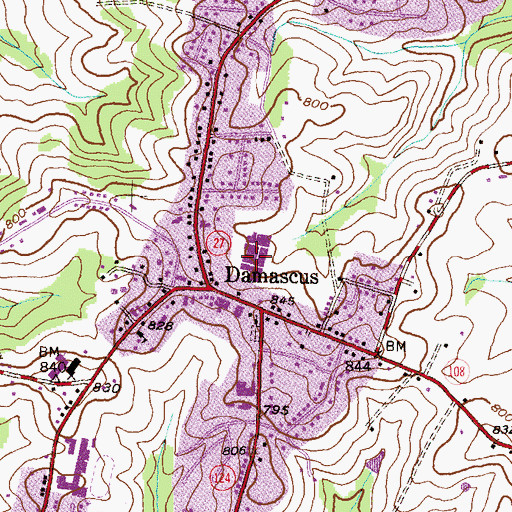 Topographic Map of Damascus Shopping Center, MD