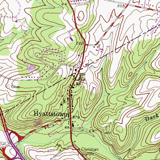 Topographic Map of Hyattstown Cemetery, MD