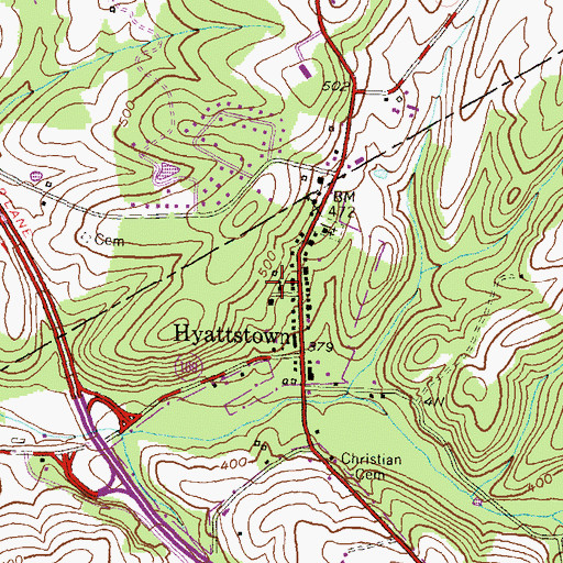 Topographic Map of Hyattstown Christian Church, MD
