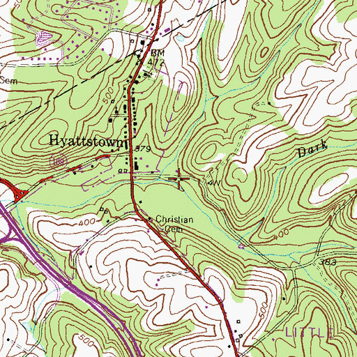 Topographic Map of Hyattstown Mill (historical), MD