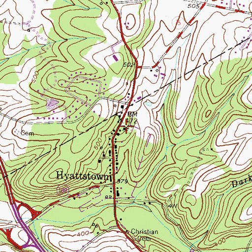 Topographic Map of Hyattstown United Methodist Church, MD