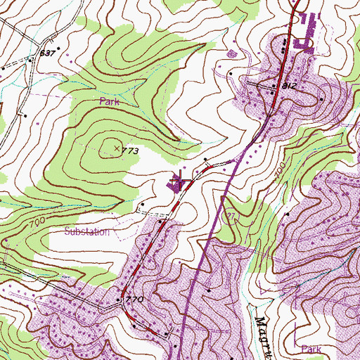 Topographic Map of John T Baker Middle School, MD