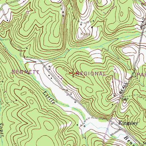 Topographic Map of Little Bennett Regional Park, MD