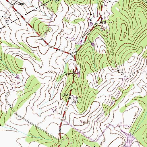 Topographic Map of Sugar Loaf Mountain Chapel Cemetery, MD