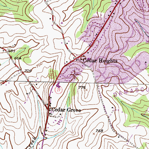 Topographic Map of Cedar Grove Knolls, MD