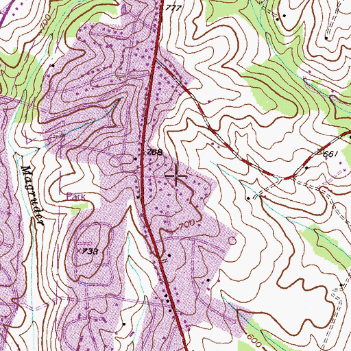 Topographic Map of Duvall Manor, MD