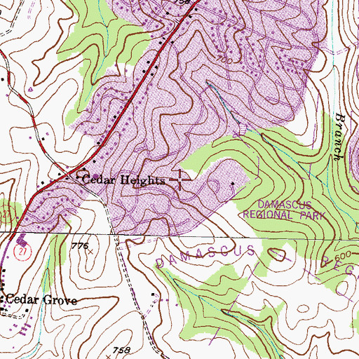 Topographic Map of Highview, MD