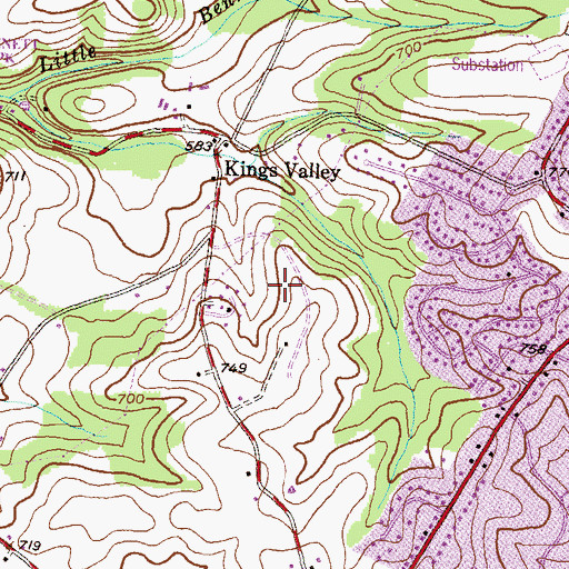 Topographic Map of Kings Valley Manor, MD