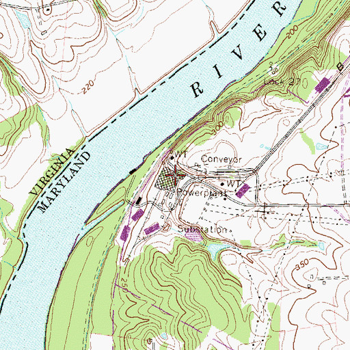 Topographic Map of Pepco Power Plant, MD
